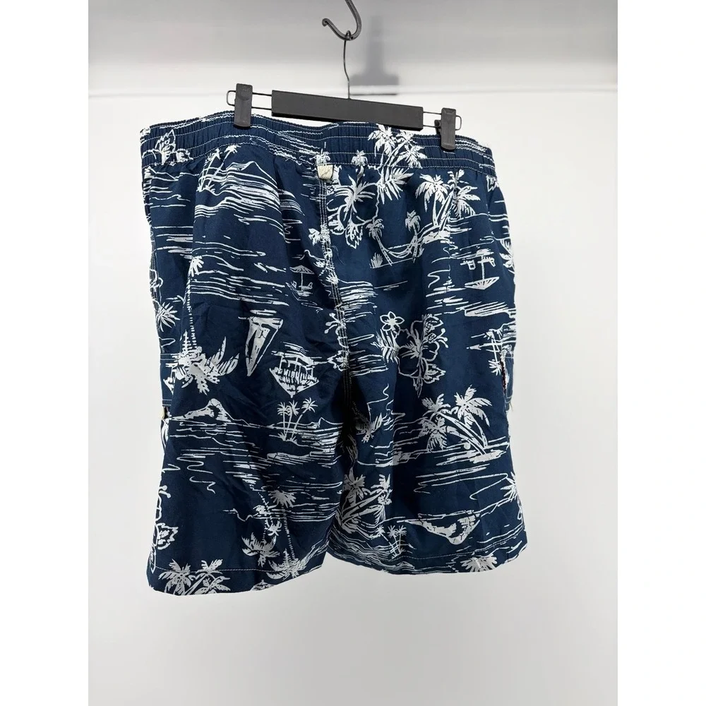 Caribbean‎ Joe, Blue Swim Shorts, Swimwear Hawaiian, Tropical, Men's Size XL